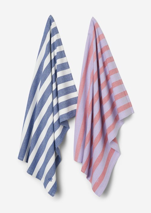 Striped tea towel — Multi Cobalt Blue