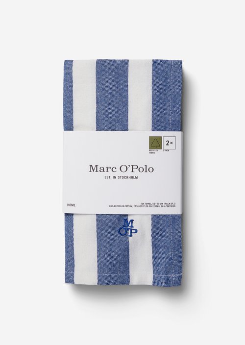 Striped tea towel — Multi Cobalt Blue