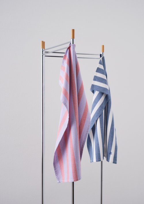 Striped tea towel — Multi Cobalt Blue