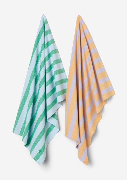 Striped tea towel — Multi Green