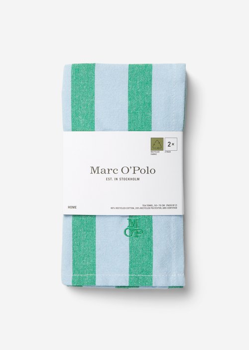 Striped tea towel — Multi Green