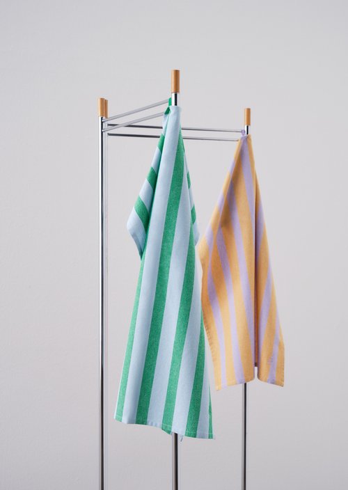 Striped tea towel — Multi Green