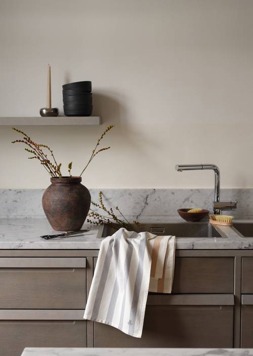 Gestreepte theedoek Multi dark sand - Product afbeelding 2