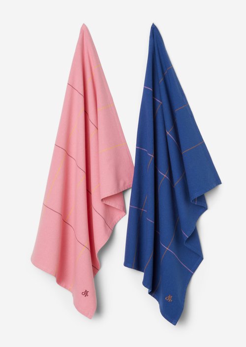 Checkered tea towel — Multi Pink