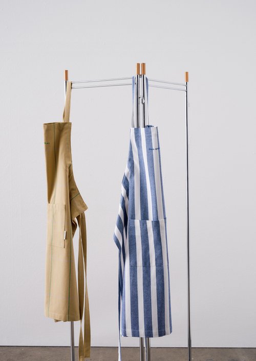 Striped kitchen apron — Multi Cobalt Blue