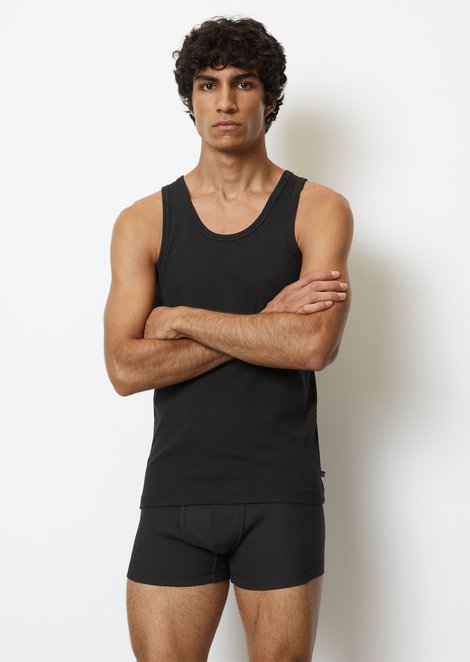 Marc O'Polo Feinripp-Tanktop, Herren, schwarz, Gr. m, 95% Baumwolle, 5% Elasthan