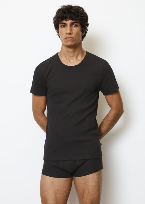 Marc O'Polo Feinripp-T-Shirt, Herren, schwarz, Gr. xl, 95% Baumwolle, 5% Elasthan