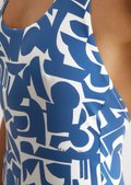Halter neck swimsuit with geometric pattern - blue | Bathing