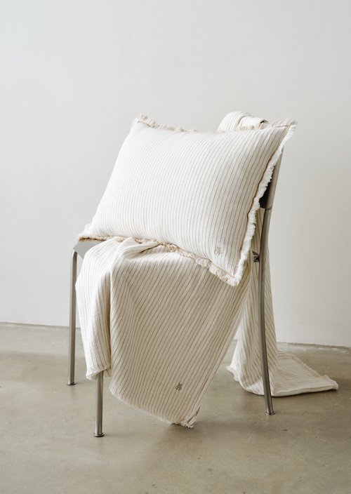 Decorative cushion model Fine Stripe — Dark Sand