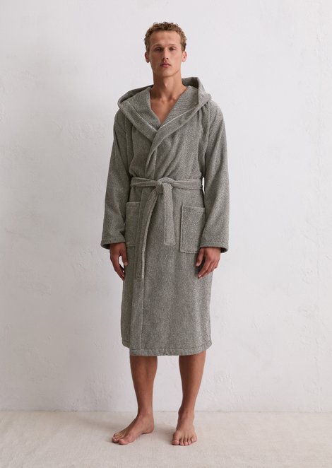 Marc O'Polo Herren-Bademantel Model Timeless Melange, Unisex, grau, xl, 100% Bio-Baumwolle