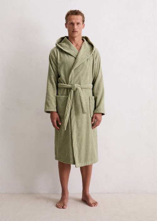 Men's bathrobe model Timeless Melange — Moss Green