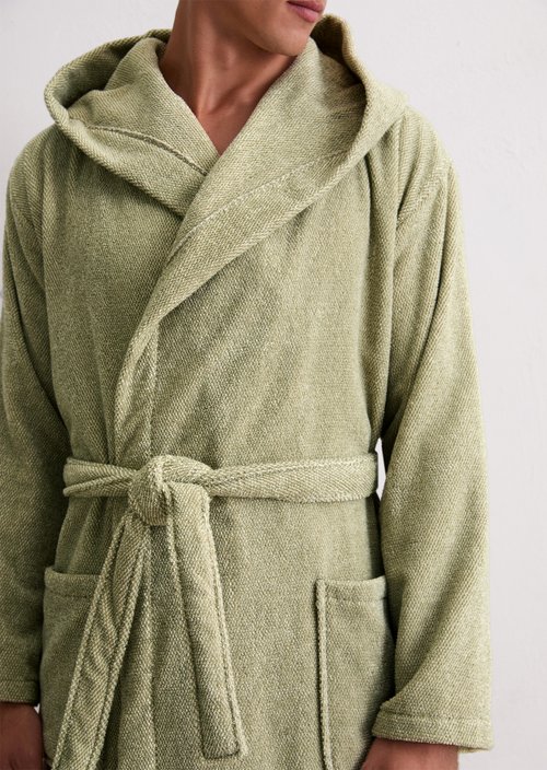 Men's bathrobe model Timeless Melange — Moss Green
