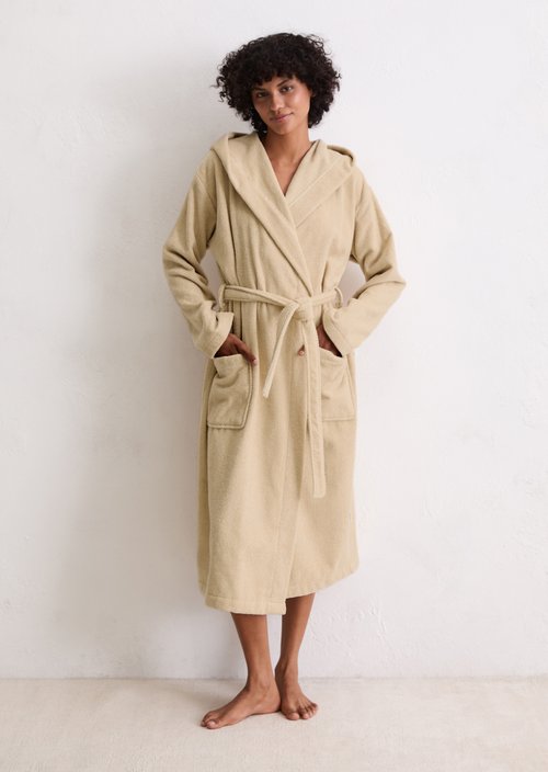 Ladies' bathrobe model Timeless Melange — Dark Sand