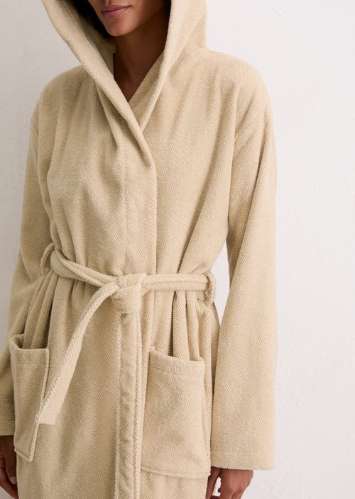 Ladies' bathrobe model Timeless Melange — Dark Sand