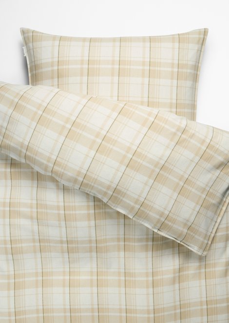 Marc O'Polo Bettwäsche-Set Model Karo, Unisex, beige, 155x220-+-80x80, 80% Baumwolle