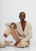 V-neck cardigan in a refined alpaca wool blend - beige | Fine knit
