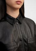 Leather overshirt made of genuine lamb leather - black | Women