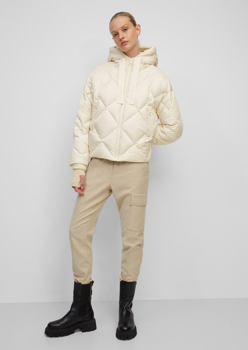 Puffer down jacket with down/feather filling - beige | Down 