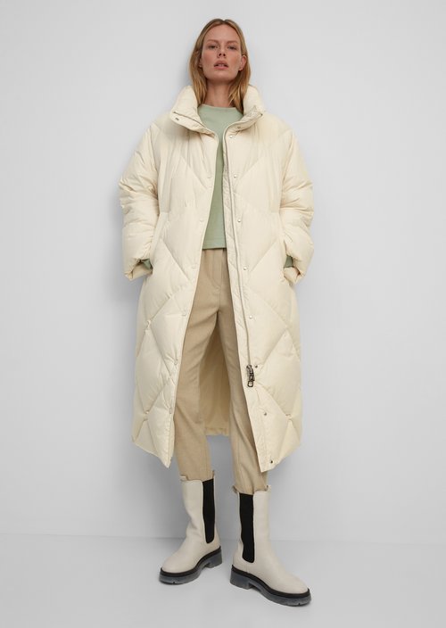 Down puffer coat made of recycled materials - beige | Down coats 
