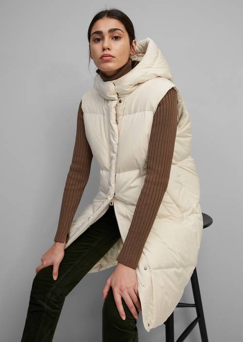 Gewatteerde donzen bodywarmer met capuchon chalky sand - Product afbeelding 1