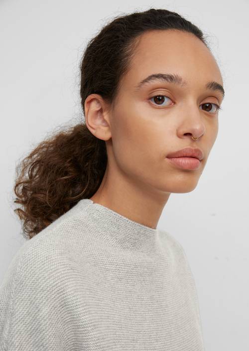 Knitted jumper in a cape style in soft blended new wool gray