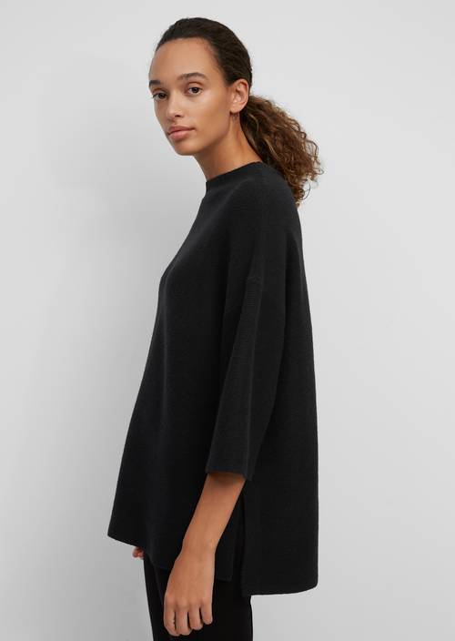 Knitted jumper in a cape style in soft blended new wool black