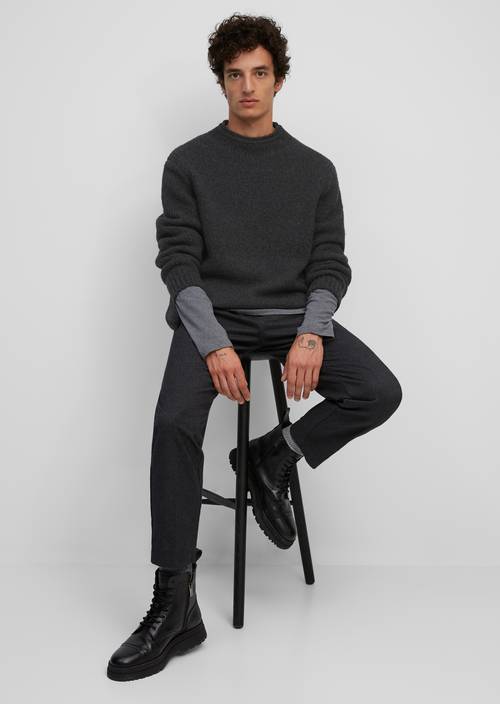 Band collar jumper dark grey melange - Product image 1