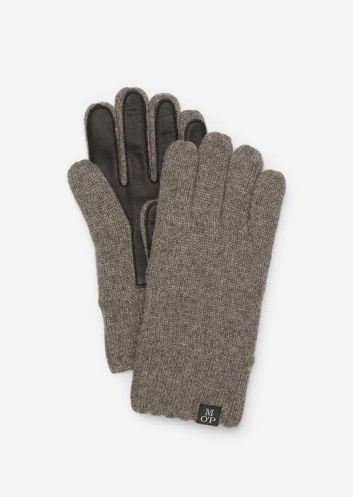 Knitted gloves nordic grey melange in front view