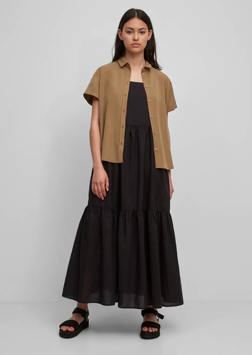 Kurzarm-Bluse Brown ochre in Frontalansicht