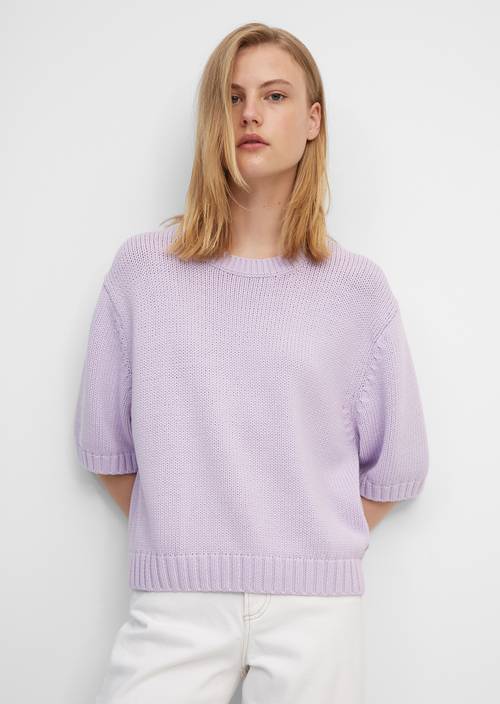 Kurzarm-Strickpullover pastel lilac in Frontalansicht
