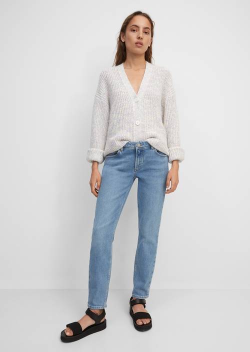 Jeans Modell ALVA slim mid waist cropped multi/worn light cobalt blue in Frontalansicht