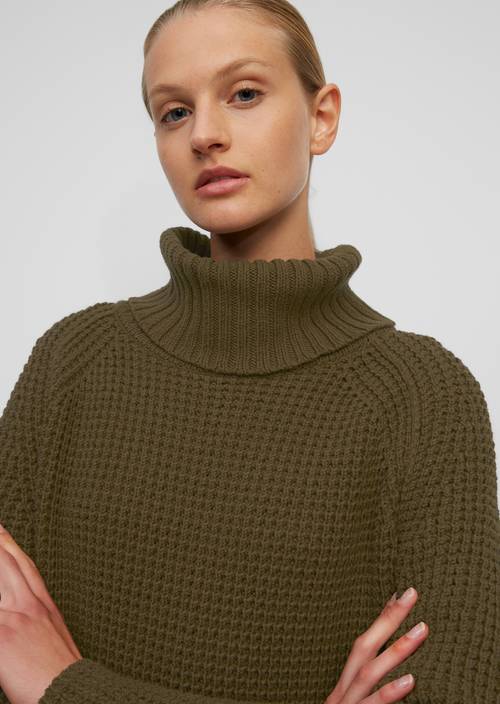 Grobstrick-Rollkragen-Pullover aus OCS Blended Organic Cotton-Mix