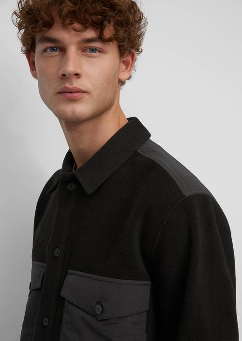 Fleece-Overshirt black in Detailansicht