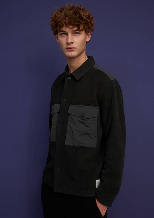 Fleece-Overshirt black in Frontalansicht