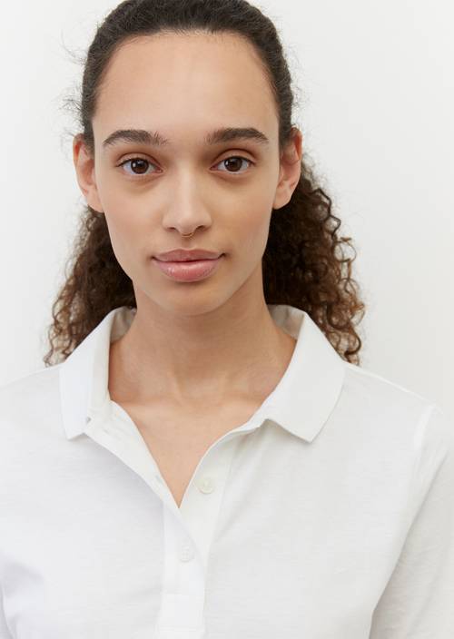 Jersey-Poloshirt white in Detailansicht