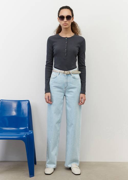 Henley long sleeve top with kapok made of soft blended cotton