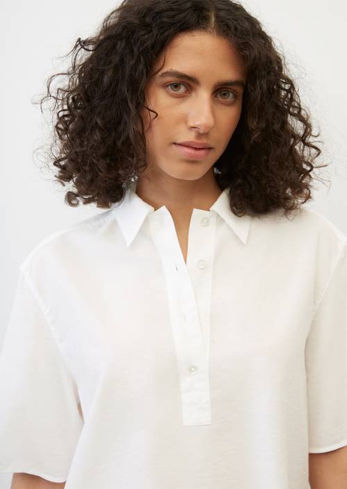 Bluse im Polo-Stil loose salty white in Detailansicht