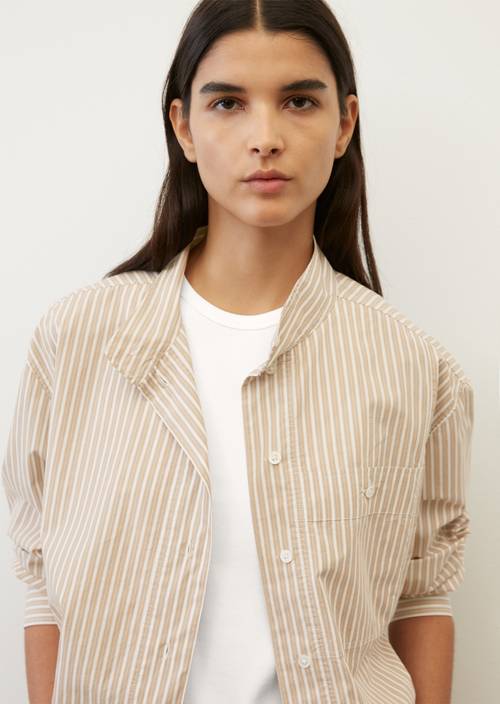 Gestreifte Stehkragen-Bluse Multi in Detailansicht