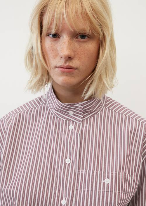 Gestreifte Stehkragen-Bluse Multi in Detailansicht