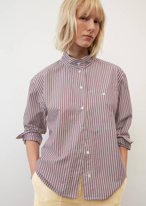 Gestreifte Stehkragen-Bluse Multi in Frontalansicht