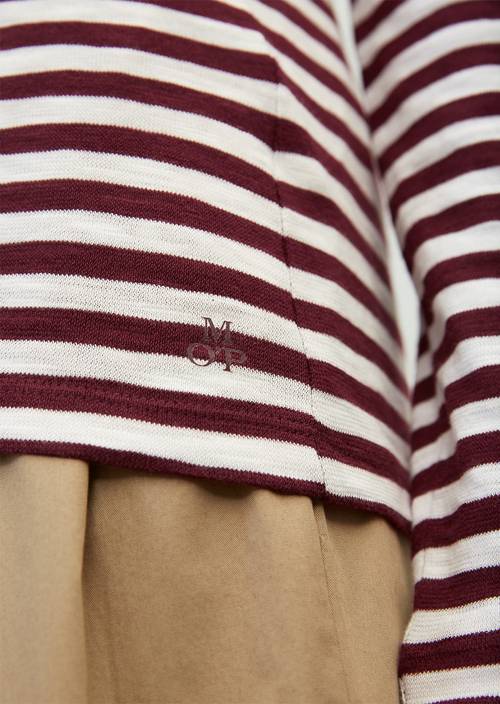Pruhované tričko s dlouhým rukávem Regular multi/deep ruby v detailním pohledu