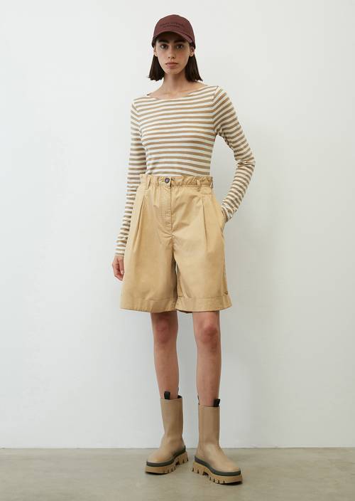 Pruhované tričko s dlouhým rukávem Regular multi/ wheat field v předním pohledu