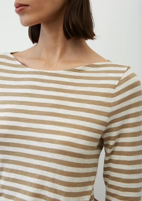 Pruhované tričko s dlouhým rukávem Regular multi/ wheat field v detailním pohledu