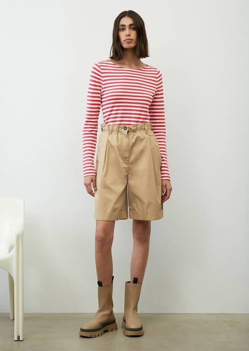 Pruhované tričko s dlouhým rukávem Regular multi/blooming fuchsia v předním pohledu