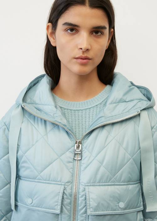 Kapuzen-Steppjacke cropped frozen blue in Detailansicht