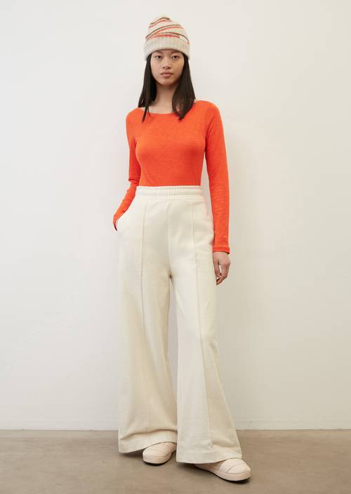 T-shirt à manches longues regular à col bateau sundown orange en vue de face