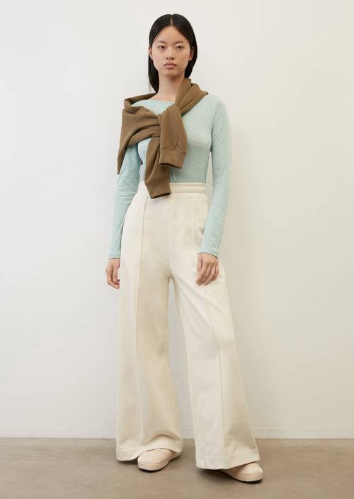 T-shirt à manches longues regular à col bateau frozen blue en vue de face