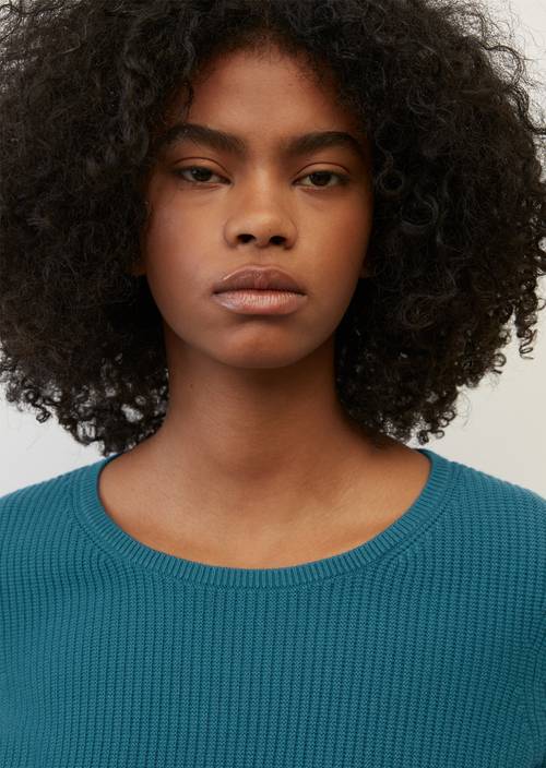 Knitted crewneck jumper, slim fit mountain lake in detail view