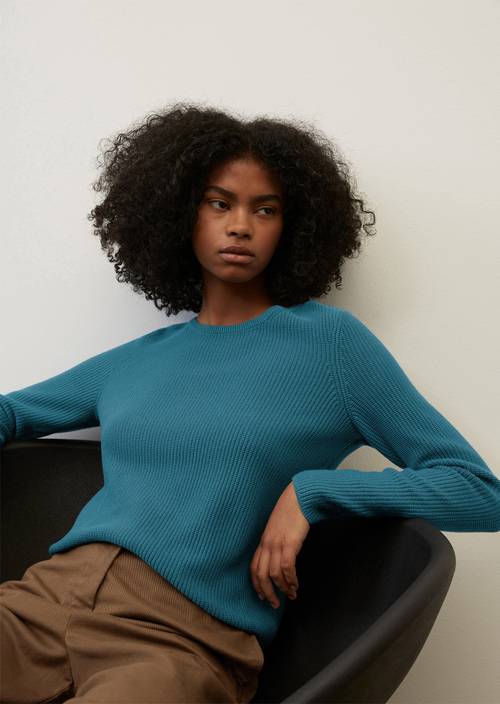 Knitted crewneck jumper, slim fit mountain lake in front view