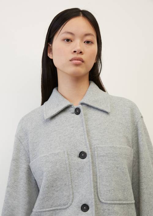 Elegant jersey shirt jacket cloudy grey melange in detail view